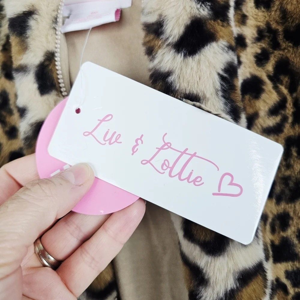 Liv & Lottie Baby Girls Cozy Leopard Faux Fur 3D Ear Hoodie One Piece Bodysuit